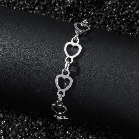 Hip Hop Edelstahl Herzförmiges Gliederkettenarmband Für Damen Herren Unisex Punk Sweet Cool Stil Silber Schmuck Geschenk