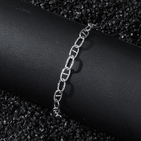 Pulsera de Cadena de Ancla de Nariz de Cerdo de Acero Inoxidable Hip Hop Empalme Geométrico Joyería Galvanizada Unisex