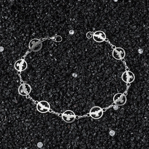 Hip Hop Edelstahl Friedenstaube Gespleißte Kette Armband Für Herren Damen Hohl Vogel Street Style Schmuck Geschenk