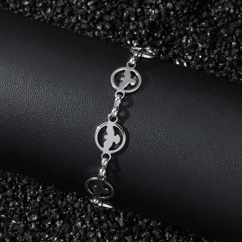 Hip Hop Edelstahl Friedenstaube Gespleißte Kette Armband Für Herren Damen Hohl Vogel Street Style Schmuck Geschenk