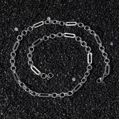 Collana a Catena Geometrica in Acciaio Inossidabile per Uomo Donna Stile Hip Hop Streetwear Punk Lucido Tonalità Argento