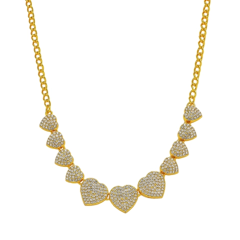 Collana a Catena Spliced a Cuore in Lega Hip Hop con Strass per Uomo Donna Oro Argento Pave Cristallo Cuore Gioielli Festa Regalo