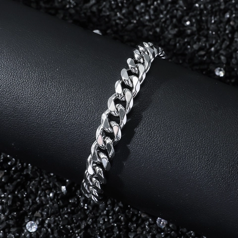 Bracciale Maglia Cubana da 8mm in Acciaio Inossidabile Minimalista Lucidato a Specchio Braccialetto Catena per Uomo Donna Gioielli