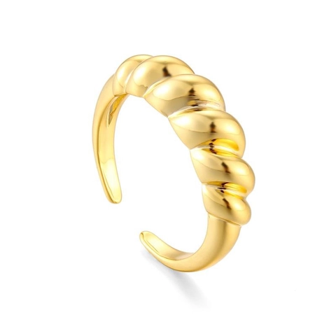 French Style 925 Sterling Silver Croissant Twisted Open Ring For Women Minimalist Adjustable Twisted Wave Jewelry Ring Gift