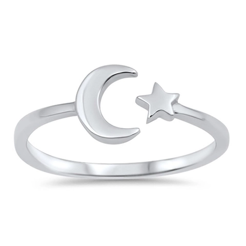 925 Sterlingsilber Stern Mond Offener Ring Minimalistisch Verstellbar Sternenmond Fingerring Mode Schmuck Für Damen Geschenk