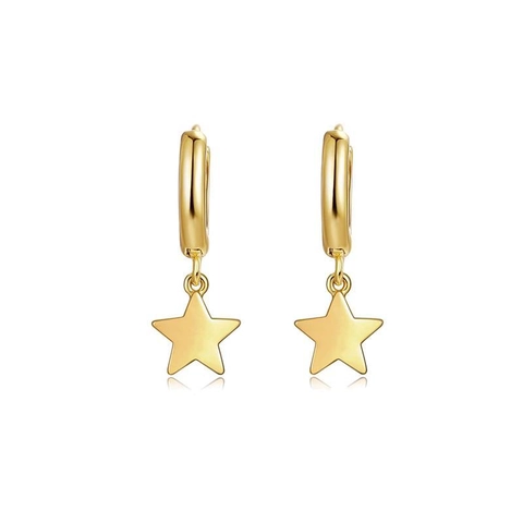Pendientes de Aro de Estrella de Plata de Ley 925 Minimalistas para Mujer Colgante de Estrella Chapado en Oro Plata Joyas