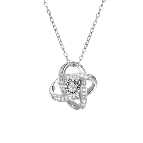 Collana con Ciondolo a Quadrifoglio in Argento Sterling S925 per Donna Placcato Oro Zirconia Gioielli Regalo