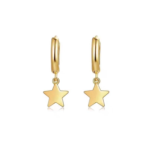 Pendientes de Aro de Estrella de Plata de Ley 925 Minimalistas para Mujer Colgante de Estrella Chapado en Oro Plata Joyas