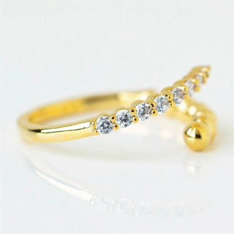S925 Sterling Silber Gold Überzogene Perlen Offener Ring Für Damen Elegante Strass Verstellbare Kreuz Fingerring Mode Schmuck