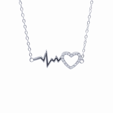 S925 Sterlingsilber EKG Herzschlag Herz Anhänger Halskette Für Damen Zirkonia Eingelegt Minimalistische Schlüsselbein Kette