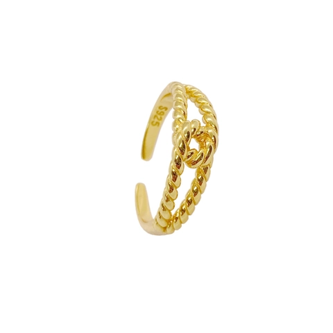 S925 Sterling Silver Twisted Rope Knot Open Ring Minimalist Adjustable Double Layer Weave Finger Ring Fashion Jewelry Gift For Women Men