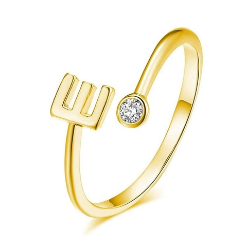 Anello Aperto con Iniziale in Argento Sterling 925 e Zirconia Placcato Oro Argento Hip Hop Minimalista Regolabile Gioielli Unisex Regalo