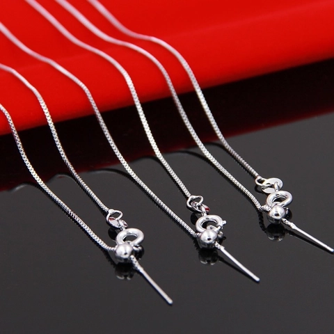 S925 Sterling Silver Box Chain Necklace For Women Adjustable Needle Tip For Beads Venetian Chain DIY Jewelry Making Necklace