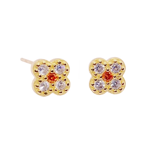 925 Sterling Zilver Stift Goud Verguld Klavertje Vier Oorknopjes Vintage Luxe Bloem Strass Sieraden Voor Dames