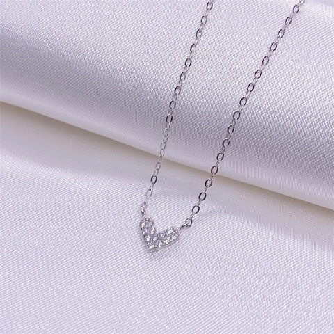 925 Sterlingsilber Herz Anhänger Halskette Für Damen Minimalistisch Zirkonia Schlüsselbein Kette Mode Schmuck Geschenk