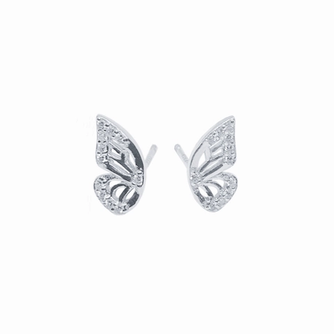 925 Sterling Zilver Vlinder Vleugel Oorknopjes Ingelegde Strass Voor Vrouwen Elegant Minimalistisch Dier Stijl Sieraden Cadeau