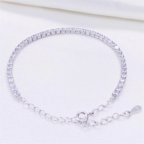 925 Sterlingsilber Tennis-Armband Für Damen Funkelnde Full Strass Eingelegt Gliederkette Verstellbar Eleganter Schmuck Geschenk