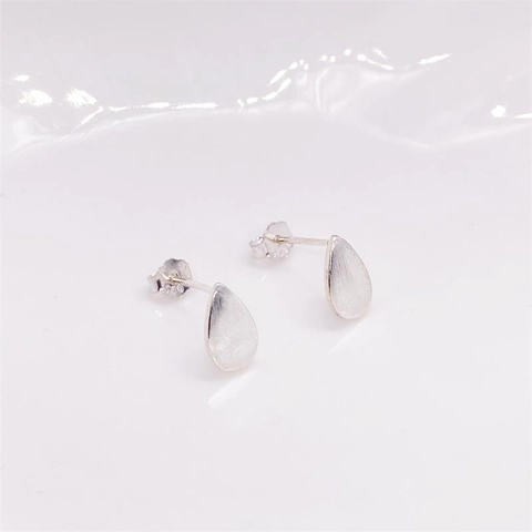 925 Sterling Silver Teardrop Stud Earrings Brushed Texture Water Drop Minimalist Earrings Gold Silver Color Jewelry For Women