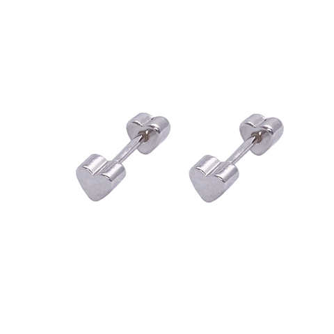 925 Sterling Silver Heart Stud Earrings For Women Men Minimalist Double Heart Screw Back Piercing Jewelry Platinum Color