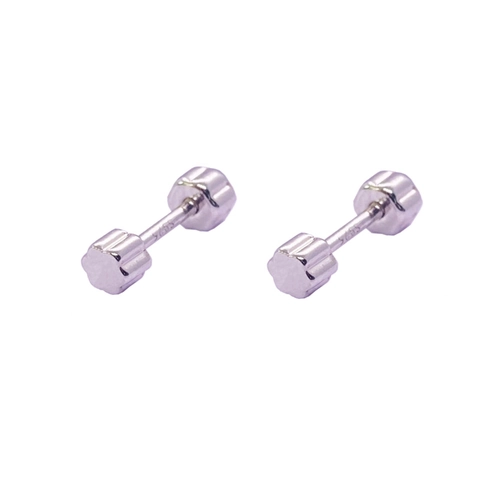 Orecchini a Bottone con Chiusura a Vite in Argento Sterling 925 a Forma di Fiore Esagonale per Uomo Donna Gioielli