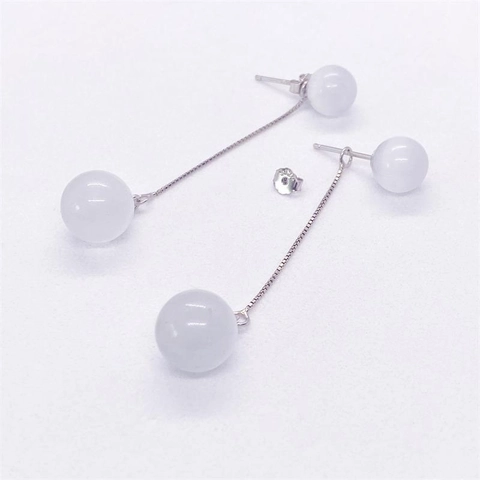 S925 Sterlingsilber Katzenaugenstein Ohrfaden Ohrringe Minimalistische Runde Perlen Lange Hängende Quasten Ohrlinie Schmuck Für Damen