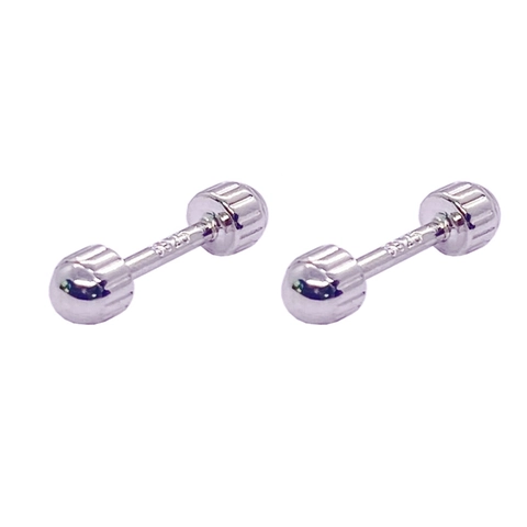 925 Sterling Silver Minimalist Ball Barbell Screw Back Stud Earrings For Men Women Geometric Piercing Fashion Jewelry
