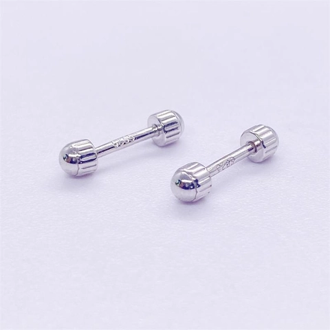 925 Sterling Silver Minimalist Ball Barbell Screw Back Stud Earrings For Men Women Geometric Piercing Fashion Jewelry