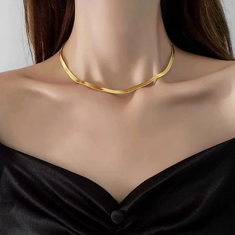 Collana a Catena in Argento Sterling 925 per Uomo e Donna Catena Piatta Minimalista Placcata Oro e Argento Gioielli Regalo