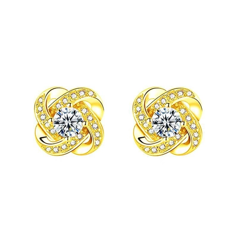 925 Sterlingsilber Rotierendes Kleeblatt Ohrstecker Für Damen 18K Vergoldet Strass Eingelegt Mode Pendler Schmuck