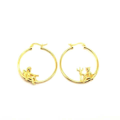 S925 Sterling Zilveren Engel En Duivel Oorbellen Voor Dames Goud Zilver Vergulde Minimalistische Asymmetrische Oorbellen