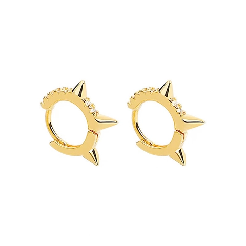 925 Sterling Silver Spiked Huggie Hoop Earrings For Women Men Punk Rhinestone Spikes Geometric Gothic Fashion Jewelry Gifts