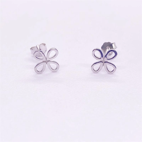 Minimalistische 925 Sterling Zilver Hol Klavertje Vier Oorknopjes Petit Bloem Oorbellen Voor Vrouwen Sieraden Cadeau