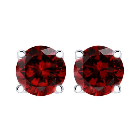 S925 Sterling Zilver Rode Strass Oorknopjes Voor Dames Heren Minimalistische Vier Klauw Ronde Kleine Oorpiercing Sieraden Cadeau
