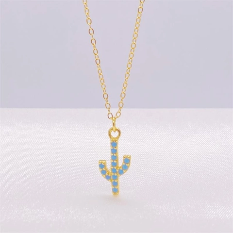 925 Sterlingsilber Kaktus Anhänger Halskette Für Damen Koreanischer Stil Süß Zirkonia Eingelegt Pflanze Schmuck Geburtstagsgeschenk