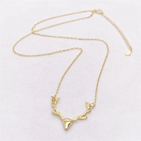 925 Sterling Silver Deer Antler Pendant Necklace For Women Minimalist Animal Bone Necklace Gold Silver Plated Elegant Jewelry Gift
