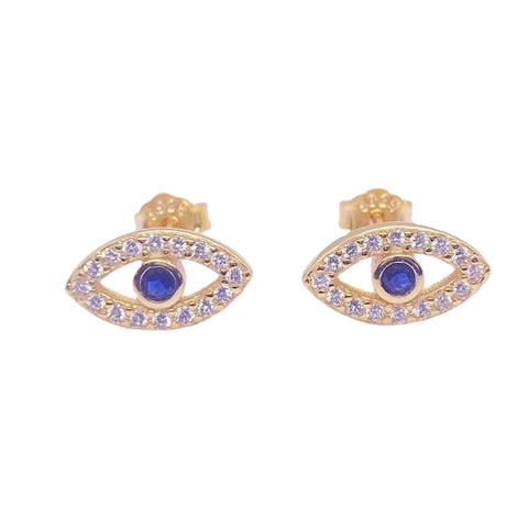 Pendientes de Botón de Plata de Ley 925 Ojo del Diablo Con Circonia Pendientes Minimalistas de Ojo Azul Para Mujer Joyería
