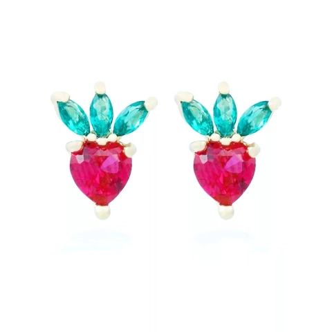 Koreanische S925 Sterlingsilber Erdbeere Ohrstecker Rosa Herz Strass Frucht Schmuck Für Damen Süßer Minimalistischer Accessoire