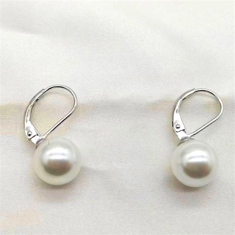 Pendientes de Cierre Catalán de Plata de Ley 925 Perla Artificial Minimalista Geométrico Óvalo Pendientes para Mujer Joyería
