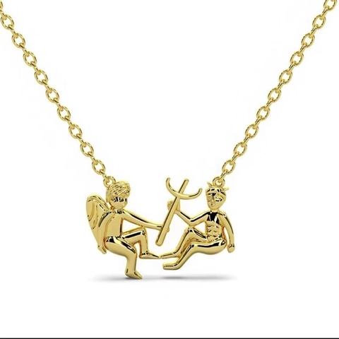 925 Sterling Silver Angel And Demon Pendant Necklace Minimalist Trendy Gold Silver Plated Jewelry For Women Daily Wear Gift
