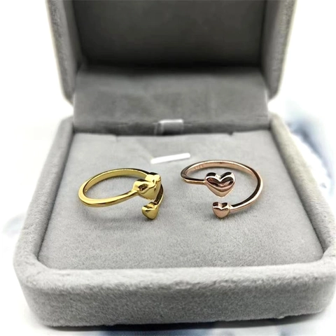 925 Sterling Silver Heart Open Ring For Women Adjustable Double Love Heart Minimalist Polished Finger Ring Romantic Jewelry