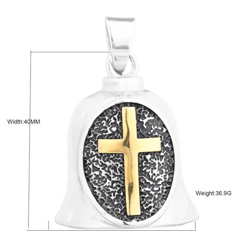 Vintage 316 Stainless Steel Viking Cross Sword Bell Pendant For Men Gothic Polished Relieved Dagger Bell Pendant Only