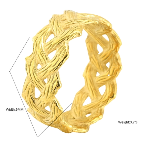 Anello in Acciaio Inossidabile 304 Minimalista Cavo Geometrico Intrecciato Placcato Oro Anello da Indice Versatile Regalo Donna