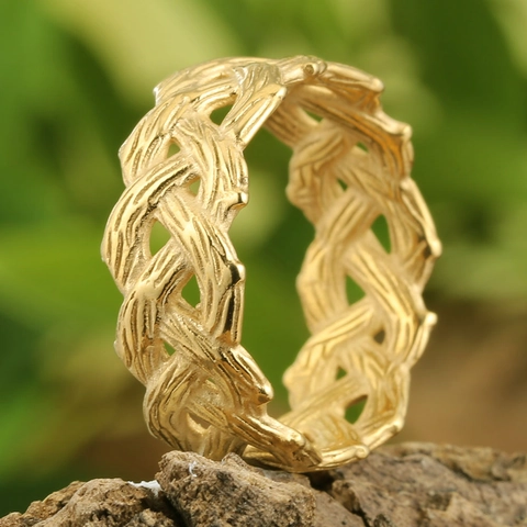 Anello in Acciaio Inossidabile 304 Minimalista Cavo Geometrico Intrecciato Placcato Oro Anello da Indice Versatile Regalo Donna