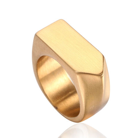 Anello Geometrico in Acciaio Inossidabile da Uomo Minimalista Opaco Spazzolato Stile Industriale Oro Argento Nero Gioielli Moda Regalo
