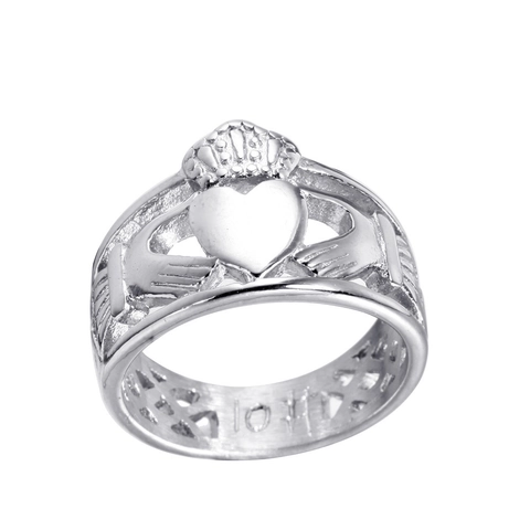 Vintage Edelstahl Claddagh Ring Für Damen Herren Hohl Herz Krone Hände Ring Mode Schmuck Fingerring Geschenk