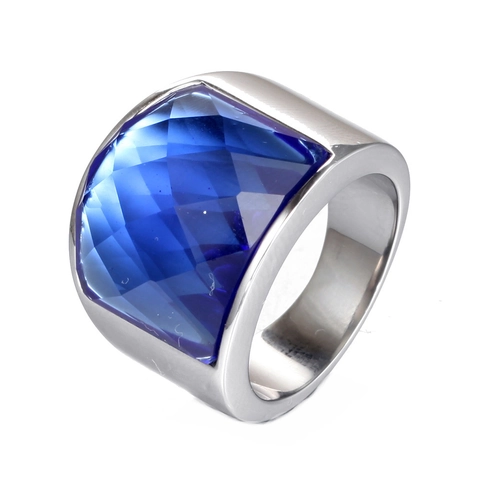 Anello in Acciaio Inossidabile Vintage da Uomo Quadrato Geometrico Intarsio in Pietra Lucidato Gioielli Moda Retro