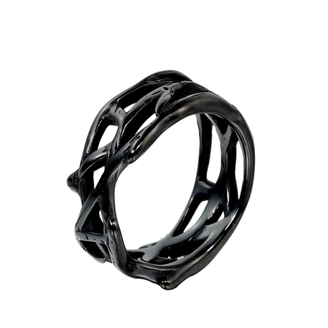 Vintage Gothic Stainless Steel Thorns Branches Open Ring For Men Women Hollow Out Geometric Vine Finger Ring Punk Jewelry Gift