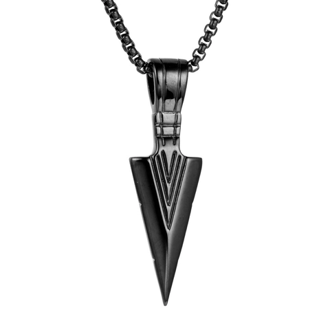 Stainless Steel Arrowhead Pendant Necklace Vintage Punk Spearhead Geometric Jewelry For Men Women Plated Chain Necklace
