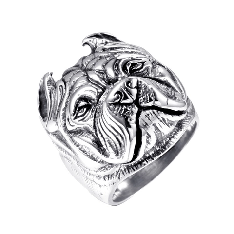 Anillo Cabeza De Pitbull Acero Inoxidable Vintage Punk Biker Motivo Animal Joyería Para Hombres Unisex Retro Banda