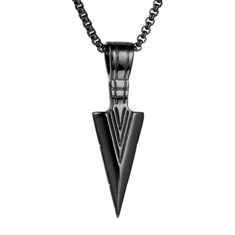 Stainless Steel Arrowhead Pendant Necklace Vintage Punk Spearhead Geometric Jewelry For Men Women Plated Chain Necklace